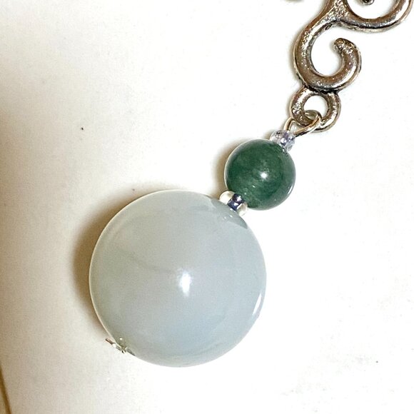 2/$20, Genuine Blue Green Chalcedony, Natural Gemstone Adjustable Cord Necklace - Picture 5 of 11